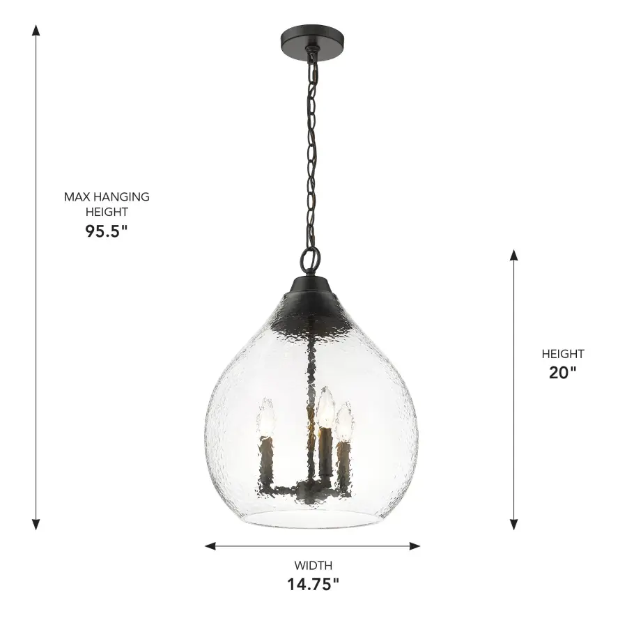 Golden Lighting Ariella 3-Light Pendant in Matte Black - Image 5
