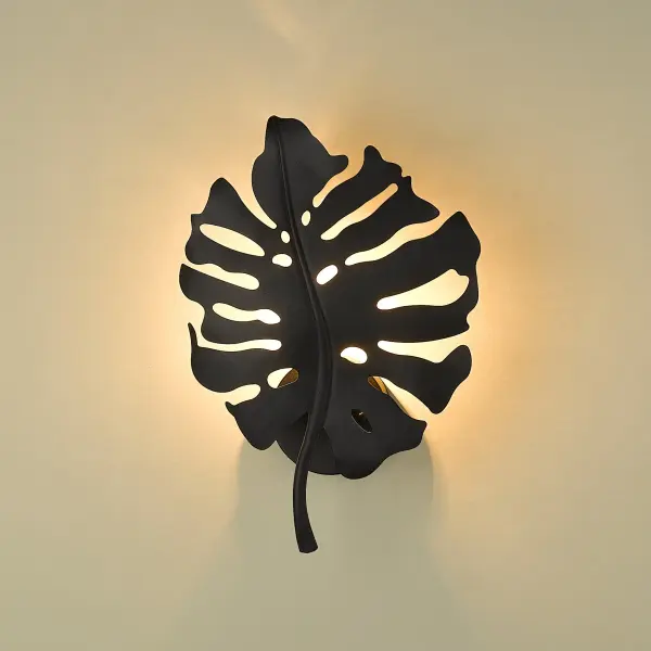 Aruba Monstera Leaf Wall Sconce in Natural Black - Image 3
