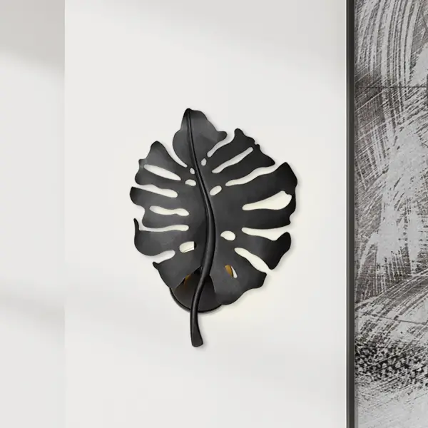Aruba Monstera Leaf Wall Sconce in Natural Black - Image 4