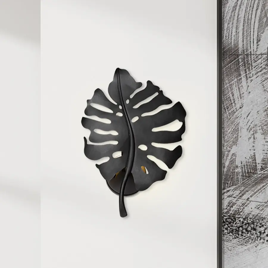 Aruba Monstera Leaf Wall Sconce in Natural Black - Image 4