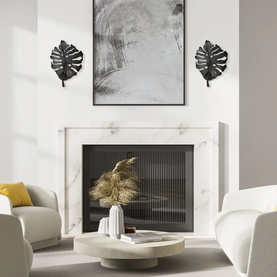 Aruba Monstera Leaf Wall Sconce in Natural Black - Image 5