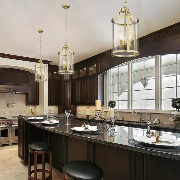 Elegant Transitional Pendant with Warm Champagne Brass Finish - Image 2