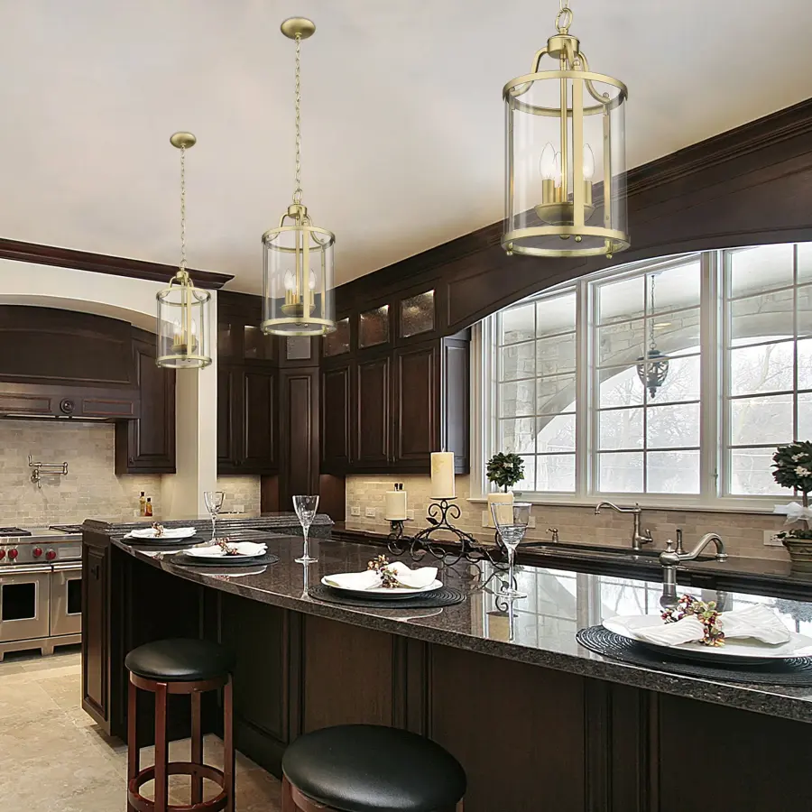 Elegant Transitional Pendant with Warm Champagne Brass Finish - Image 2