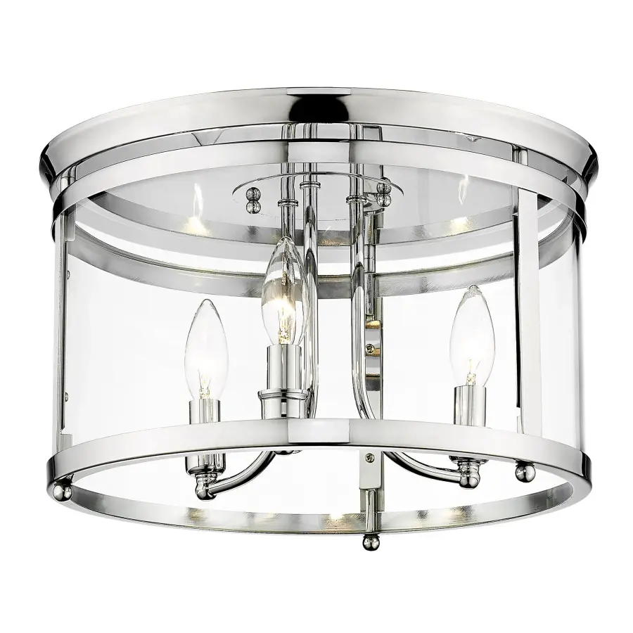 Golden Lighting Payton 3-Light Flush Mount in Chrome - Image 1