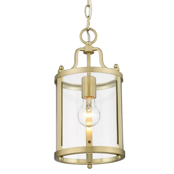 Elegant Mini Pendant with Timeless Brass Finish and Clear Glass Shade - Image 1