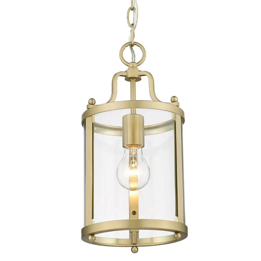 Elegant Mini Pendant with Timeless Brass Finish and Clear Glass Shade - Image 1