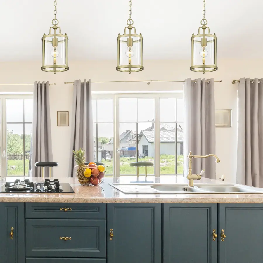 Elegant Mini Pendant with Timeless Brass Finish and Clear Glass Shade - Image 2