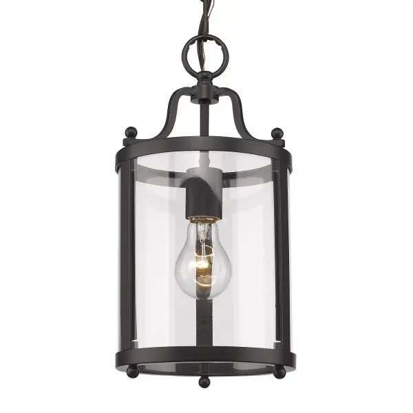 The Golden Lighting Payton pendant combines clean modern lines with transitional appeal. Its clear glass shade showcases the bulb while the matte black frame adds sophisticated contrast, perfect for kitchens and dining spaces. - alternate view
