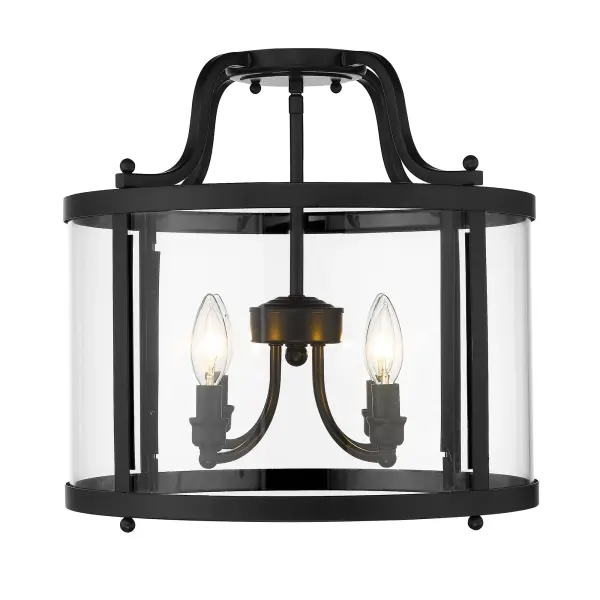 The Payton 4-light semi-flush mount combines clean lines with classic appeal, featuring clear glass shades and a striking matte black finish. Perfect for spaces needing bright, unobstructed light with contemporary style. - alternate view