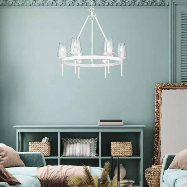 Golden Lighting Regent 6-Light Chandelier in Textured White Plaster - Image 7