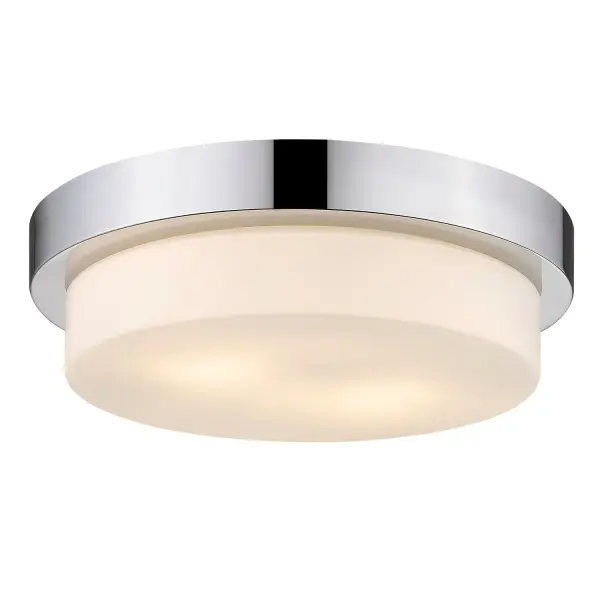 Bring modern elegance into your home with the Wry Lighting Morgon 2-light Flush Mount in Chrome. Featuring a glass shade and a brilliant Chrome frame, it creates a welcoming atmosphere. The Opal Glass shade is designed to diffuse light evenly, providing a soft, glare-free glow that enhances the beauty of the space. Our Polished Chrome finish offers a crisp, clean look, its highly reflective surface providing a stunning high-shine gleam. This versatile finish seamlessly integrates into a wide range of decor styles, from ultra-modern to classic traditional. Ideal for low ceilings in hallways, closets, laundry areas, bathrooms, and more—compact design meets wide illumination. Damp Location Rated: Suitable for covered and semi-enclosed spaces with occasional moisture. Requires 2 E26 Medium base bulbs (not included). Max 60 wattage per bulb. Overall Dimensions: 13"W x 4.25"H x 13"D. Elevate your space with this sophisticated fixture that blends style and function with ease. Collection: Morgan Rooms: Bath,Foyer,Kitchen,Living,Bedroom Finish: Chrome Glass: Opal Glass Width: 13.00" Height: 4.25" Length: 13.00" Weight: 4.23 lb Extension from Wall: 13.00" Wire: 8`` Canopy: 13"W x 13"H x 1.5"D Number of Bulbs: 2 Maximum Wattage: 120.00 W Bulb Type: A19 Bulb Base: E26 Light Source: Incandescent Dimmable Voltage: 120.00 V Material: Steel Country of Origin: China Safety Listing: ETL Safety Rating: Damp Connection: Hardware Manufacturer Warranty: 1 Year Limited Instructions Parts Diagram