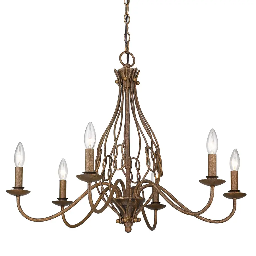 Antoinette Six Light Chandelier in Burnished Chestnut - Image 3
