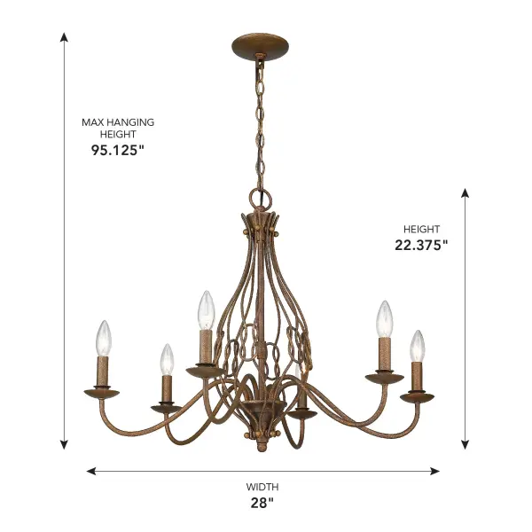 Antoinette Six Light Chandelier in Burnished Chestnut - Image 6