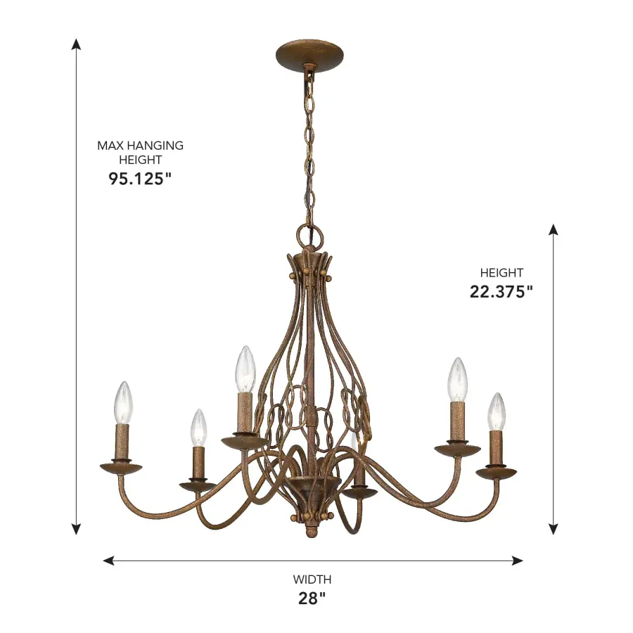 Antoinette Six Light Chandelier in Burnished Chestnut - Image 6