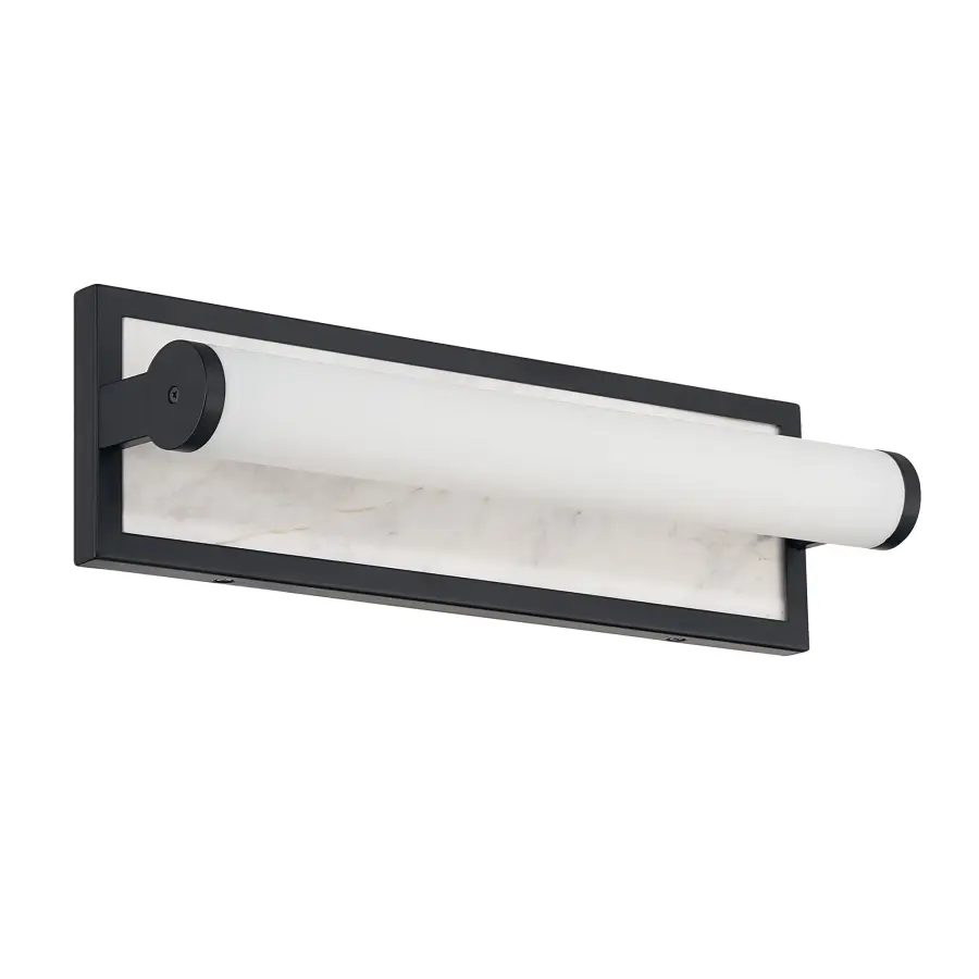 Stratum 18" LED Vanity Light in Matte Black with Jazz White Marble - Image 2