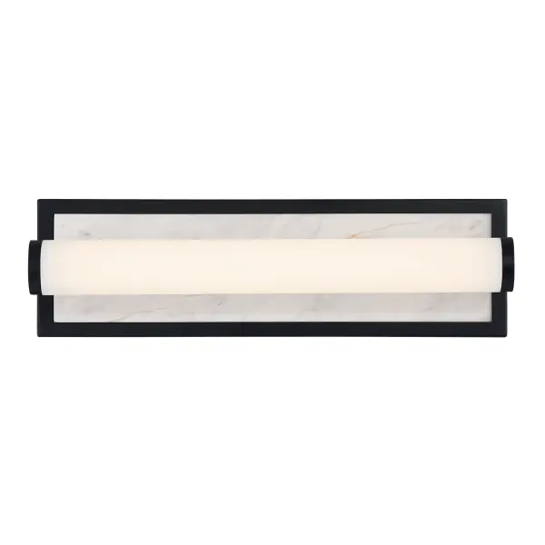 Stratum 18" LED Vanity Light in Matte Black with Jazz White Marble - Image 3
