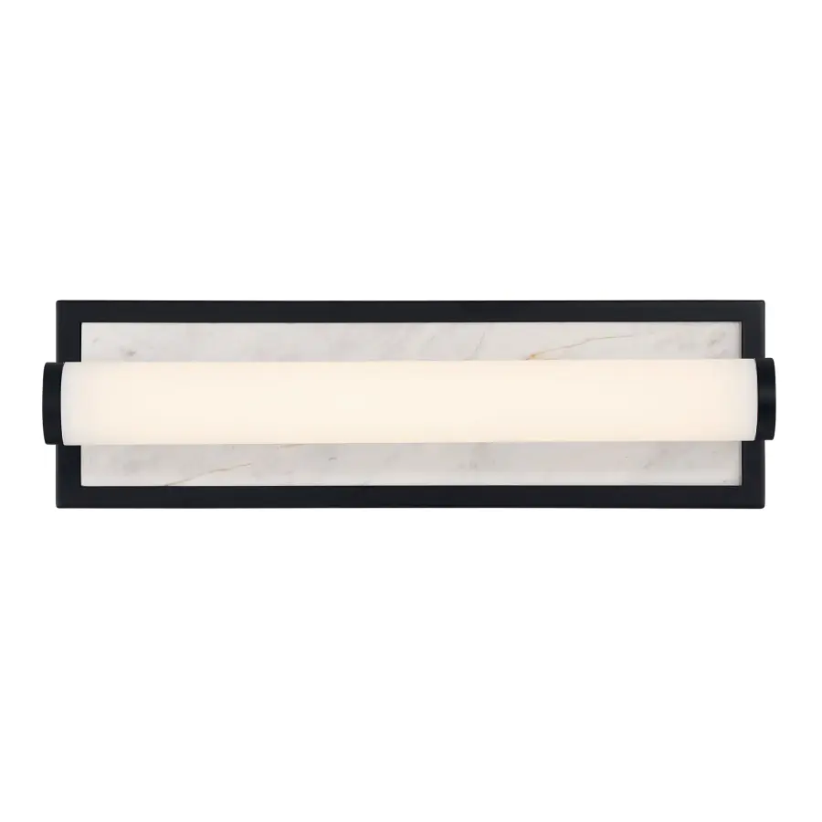 Stratum 18" LED Vanity Light in Matte Black with Jazz White Marble - Image 3
