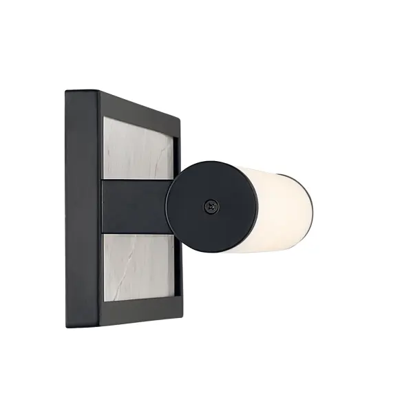 Stratum 18" LED Vanity Light in Matte Black with Jazz White Marble - Image 4