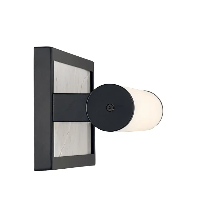 Stratum 18" LED Vanity Light in Matte Black with Jazz White Marble - Image 4