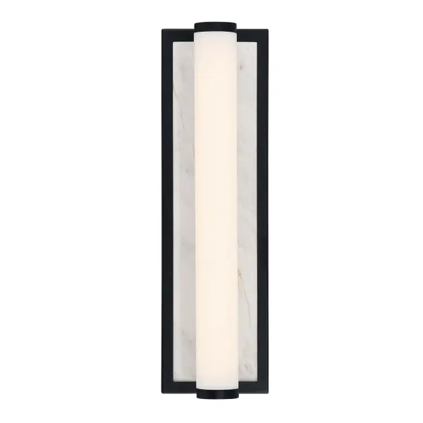 Stratum 18" LED Vanity Light in Matte Black with Jazz White Marble - Image 6