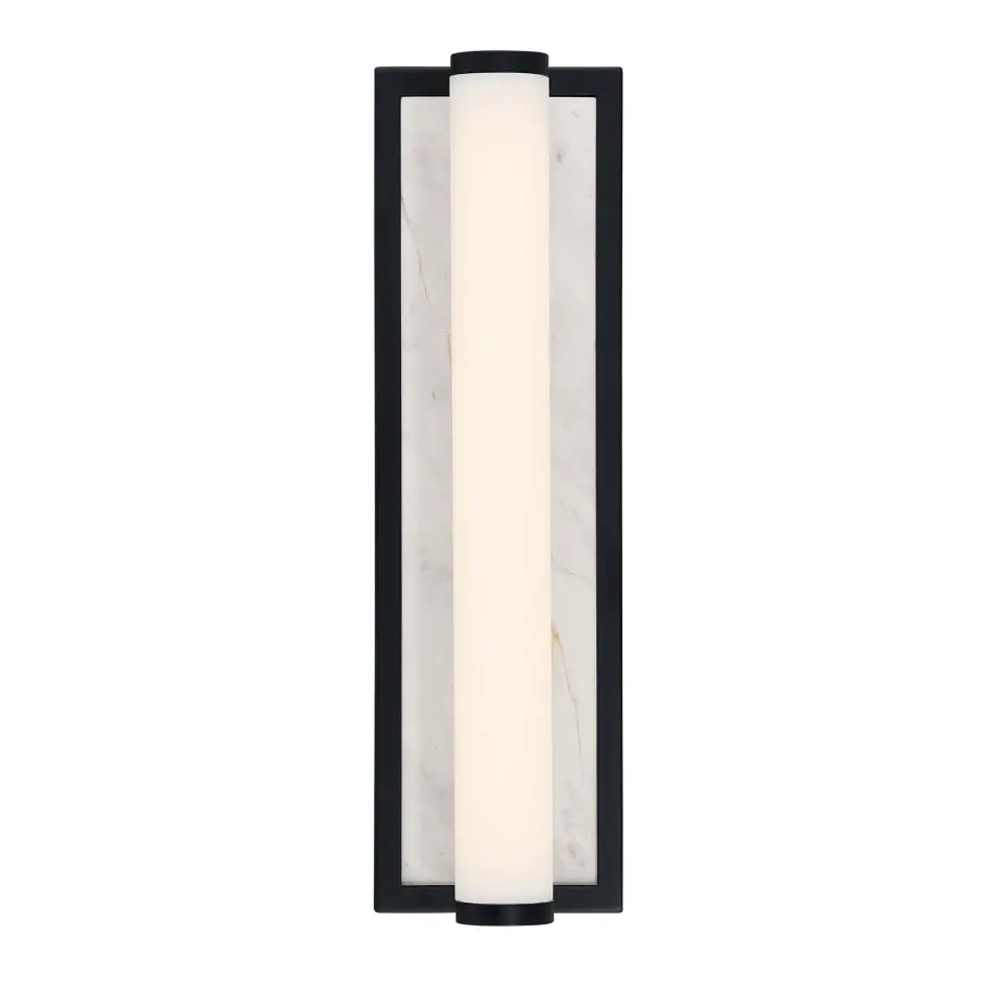 Stratum 18" LED Vanity Light in Matte Black with Jazz White Marble - Image 6