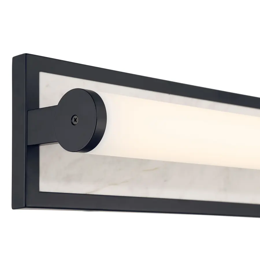 Stratum 18" LED Vanity Light in Matte Black with Jazz White Marble - Image 7