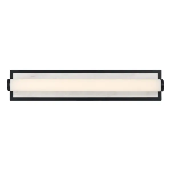 Stratum 24" LED Vanity Light in Matte Black with Jazz White Marble - Image 3