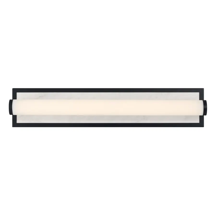 Stratum 24" LED Vanity Light in Matte Black with Jazz White Marble - Image 3