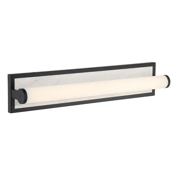Stratum 24" LED Vanity Light in Matte Black with Jazz White Marble - Image 4