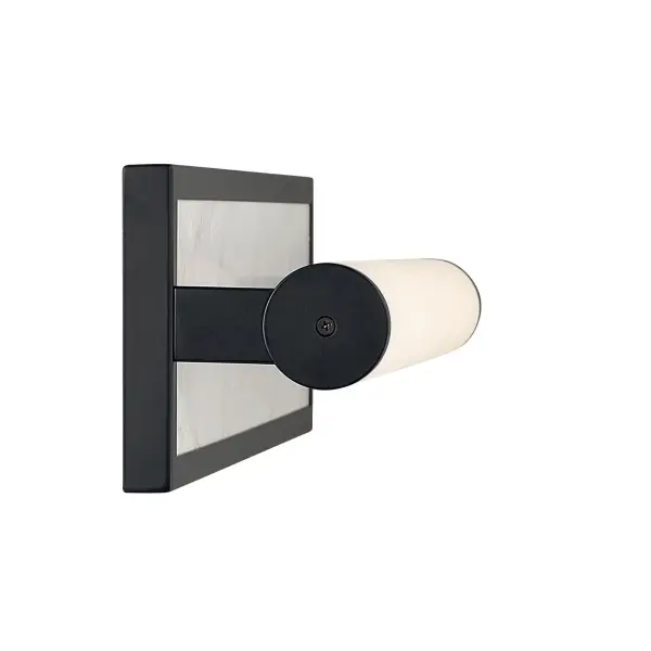 Stratum 24" LED Vanity Light in Matte Black with Jazz White Marble - Image 5