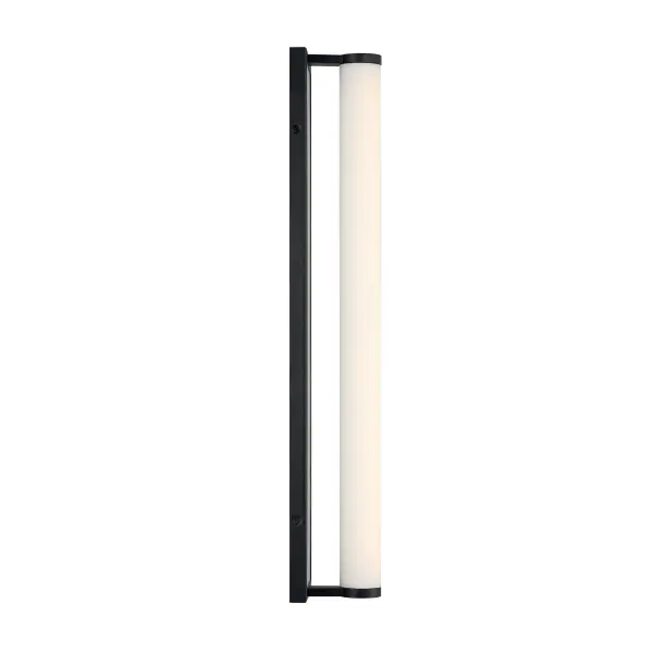Stratum 24" LED Vanity Light in Matte Black with Jazz White Marble - Image 6