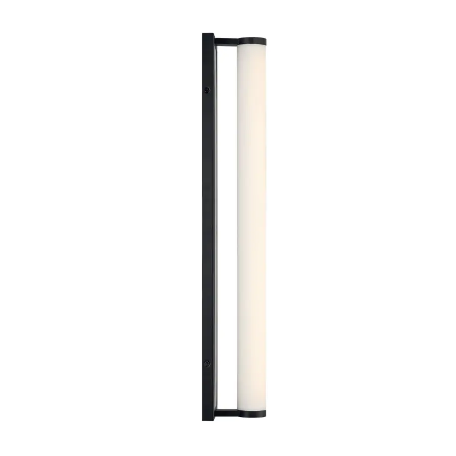 Stratum 24" LED Vanity Light in Matte Black with Jazz White Marble - Image 6