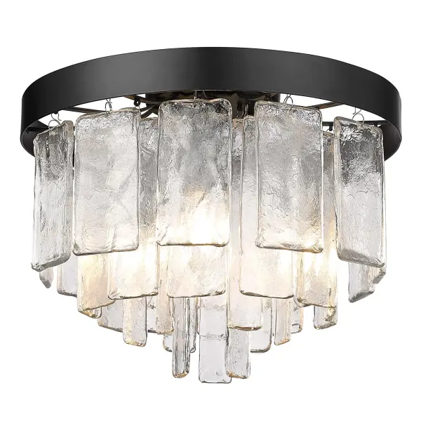 Elegant Low-Profile Flush Mount with Stunning Hammered Glass - Image 1