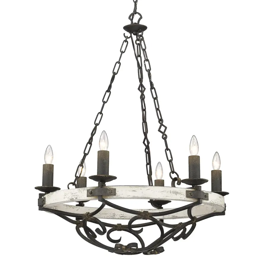 Madera Six Light Chandelier in Antique Black Iron - Image 1
