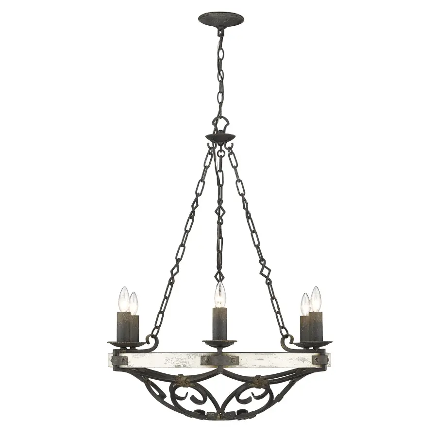 Madera Six Light Chandelier in Antique Black Iron - Image 2