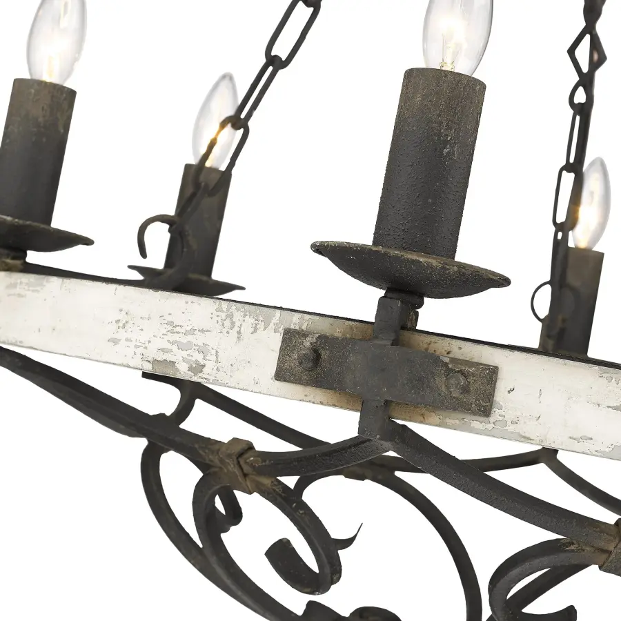 Madera Six Light Chandelier in Antique Black Iron - Image 4