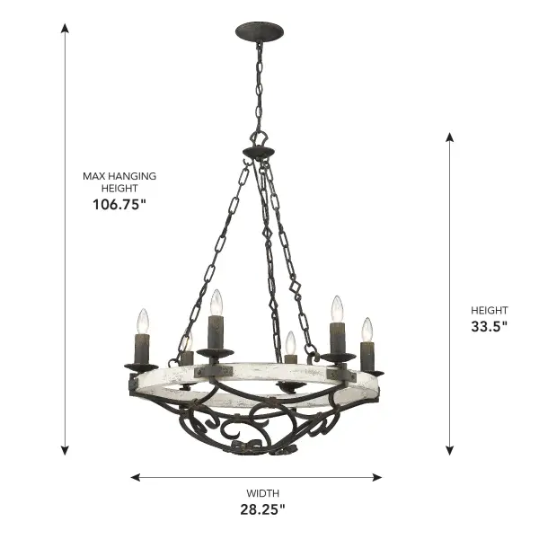 Madera Six Light Chandelier in Antique Black Iron - Image 5