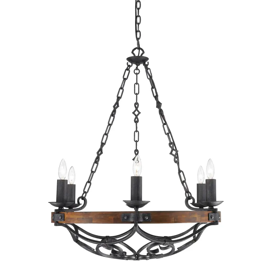 Madera Six Light Chandelier in Black Iron - Image 1