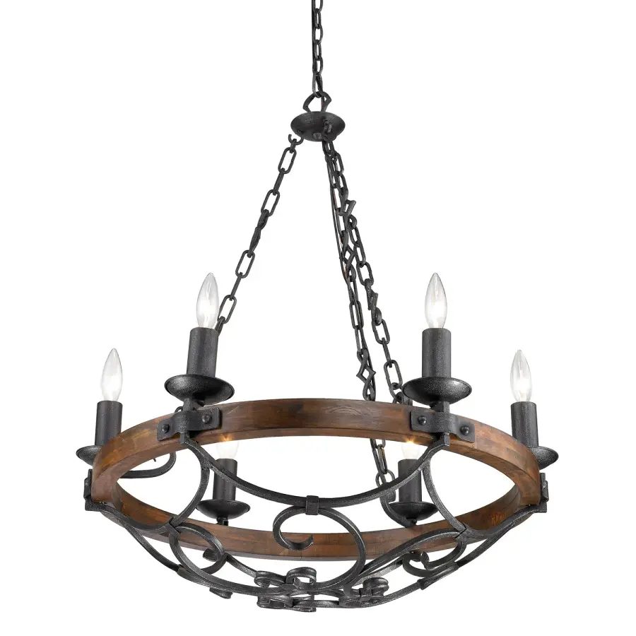 Madera Six Light Chandelier in Black Iron - Image 2