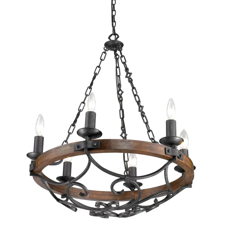 Madera Six Light Chandelier in Black Iron - Image 3