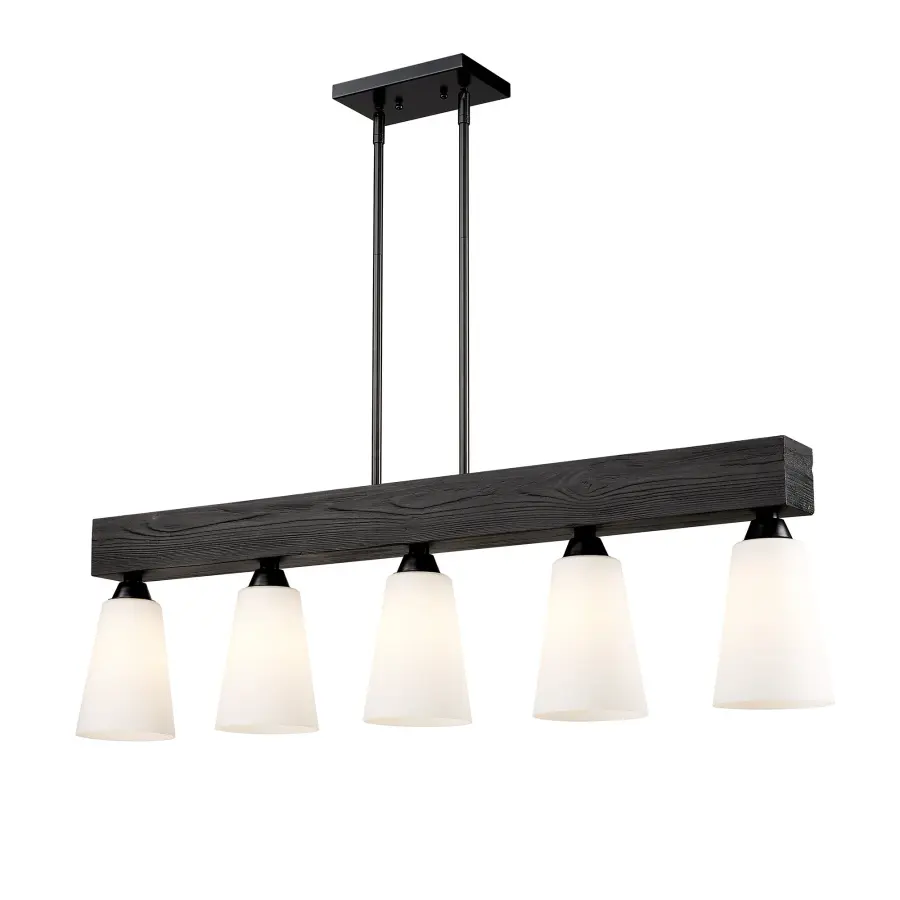 Neela Five Light Linear Pendant in Matte Black - Image 3