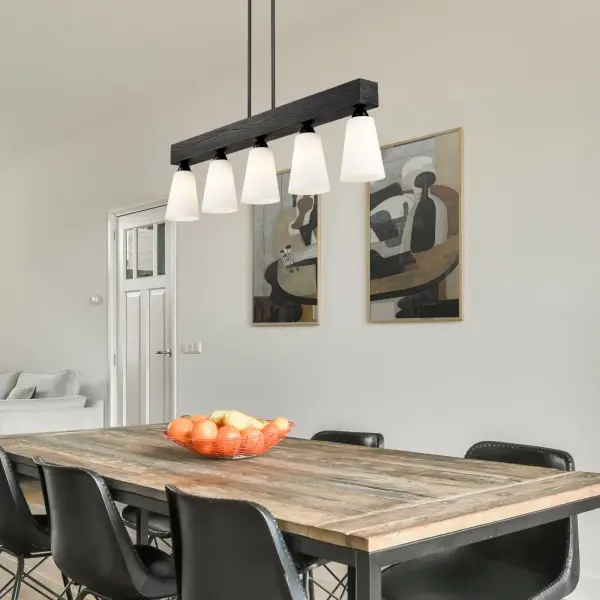 Neela Five Light Linear Pendant in Matte Black - Image 6
