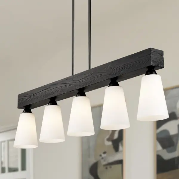 Neela Five Light Linear Pendant in Matte Black - Image 7