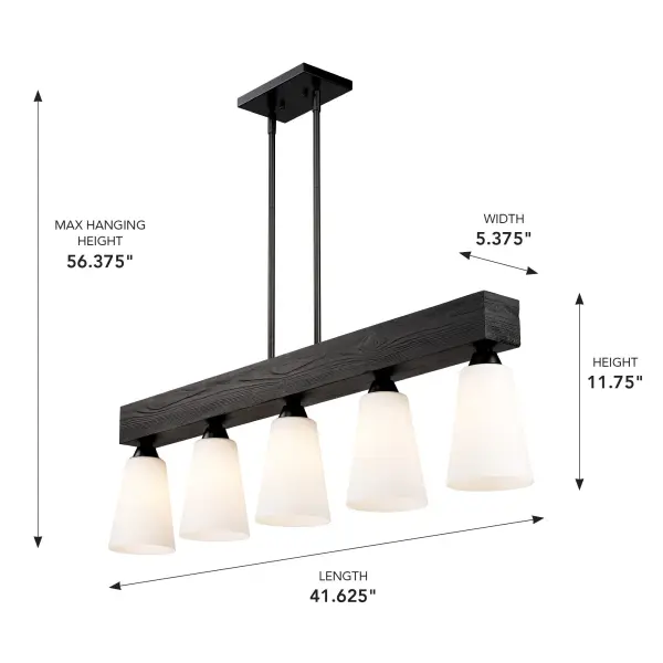 Neela Five Light Linear Pendant in Matte Black - Image 8
