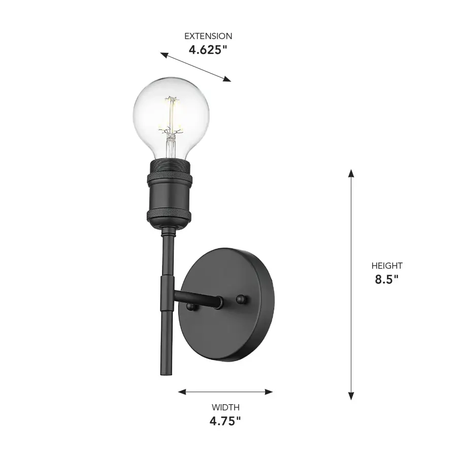 Axel One Light Wall Sconce in Matte Black - Image 9