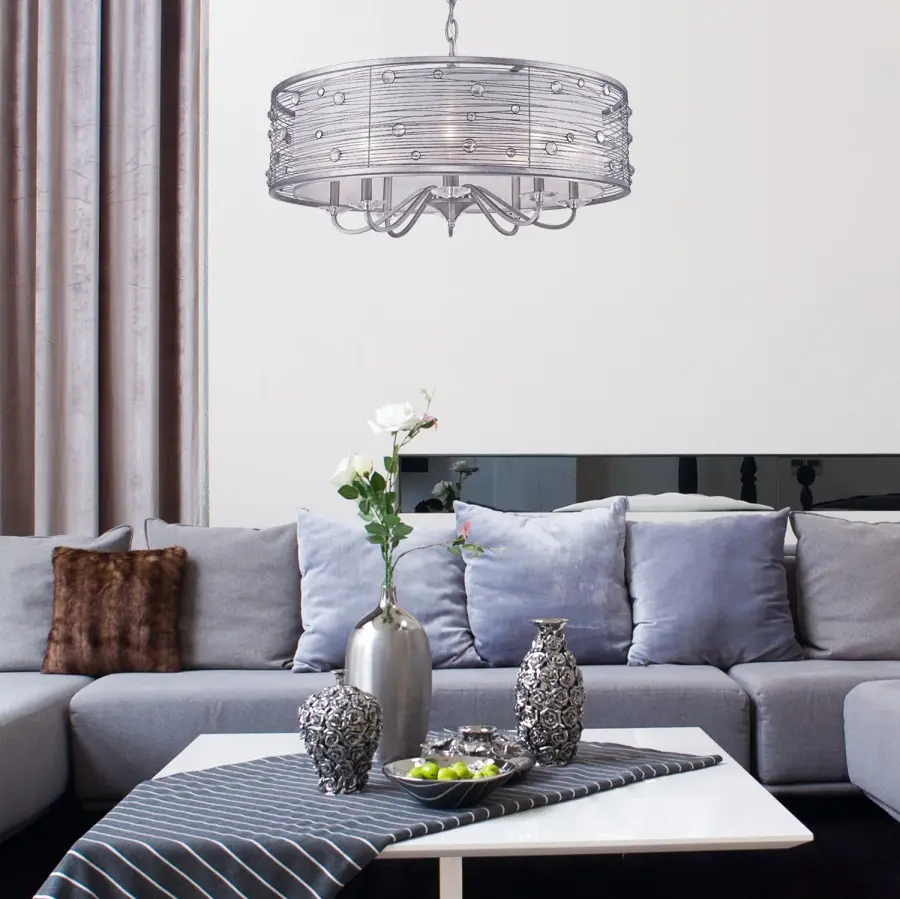 Joia Eight Light Chandelier in Peruvian Silver - Image 5