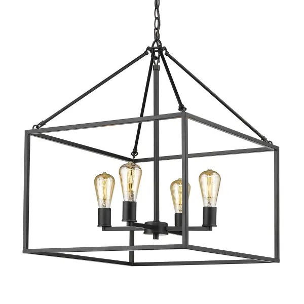 Bold Industrial Chandelier with Modern Matte Black Sophistication - Image 1