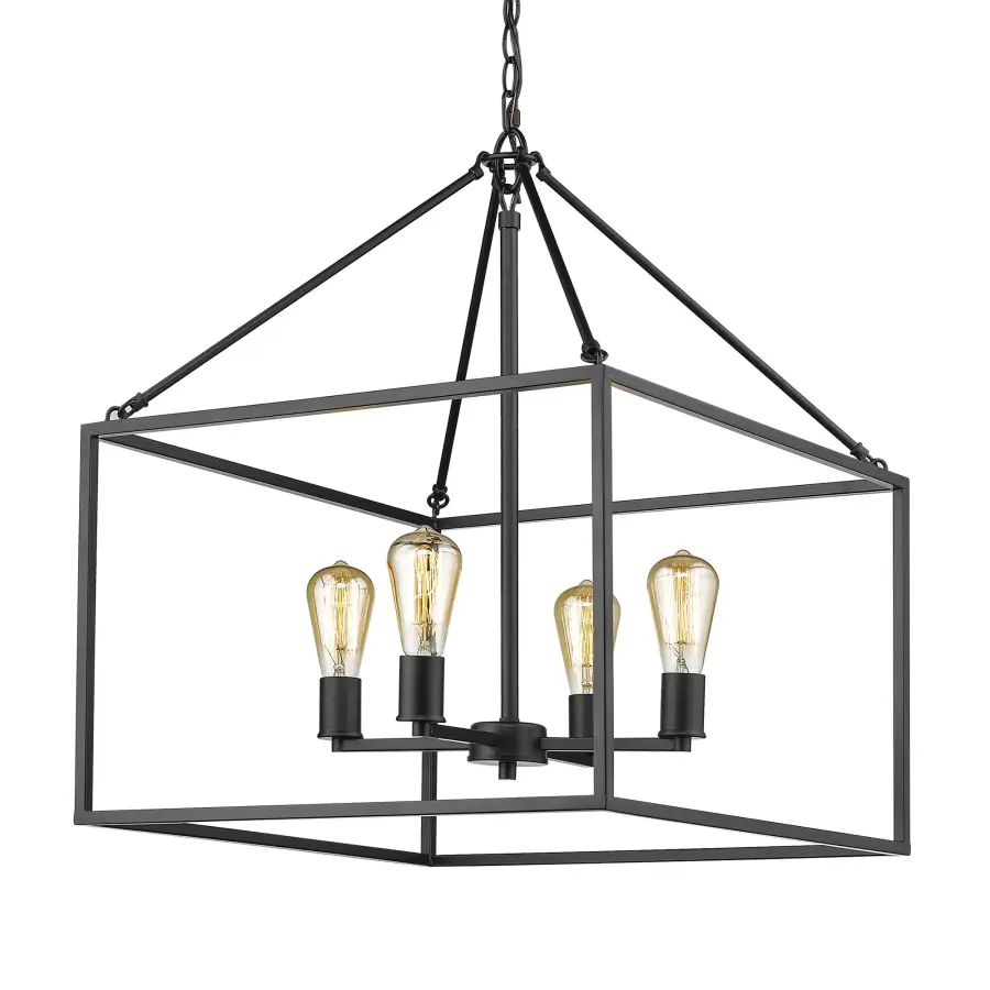 Bold Industrial Chandelier with Modern Matte Black Sophistication - Image 1