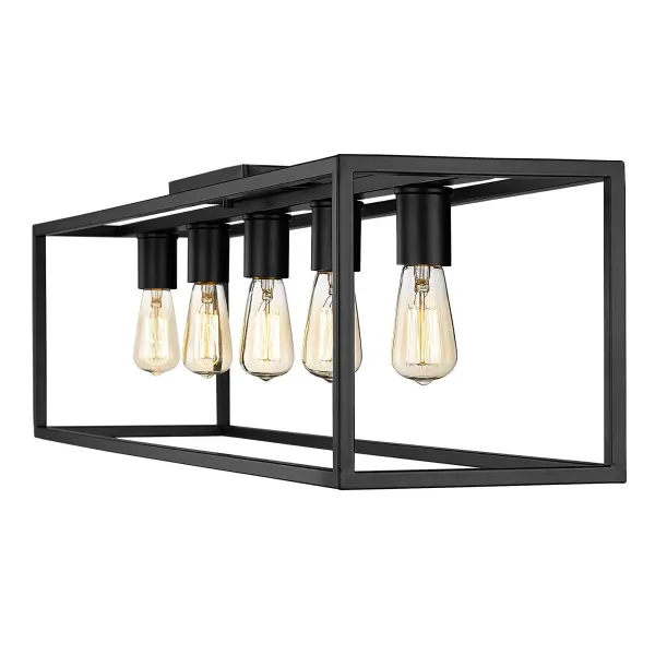 Golden Lighting Wesson 5-Light Flush Mount in Matte Black - Image 4