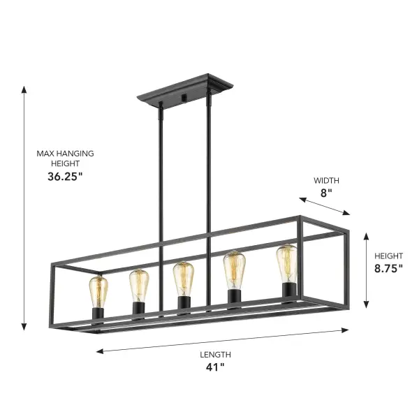 Golden Lighting Wesson 5-Light Island Light in Matte Black - Image 4